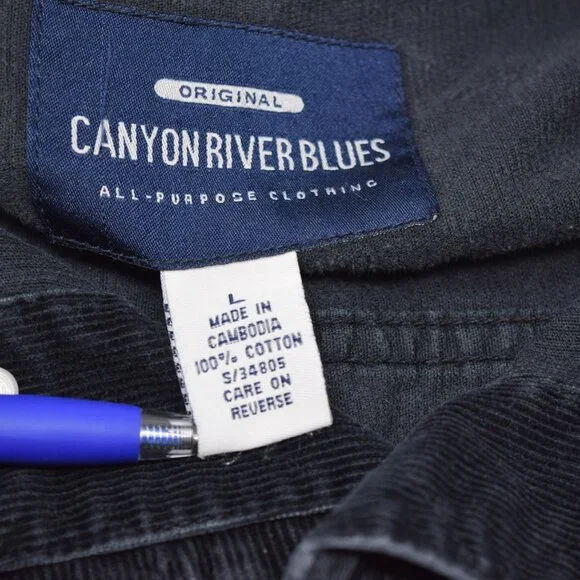 Canyon River Blues Corduroy Jacket Men Large Button Up Black Casual Cozy Outdoor - Picture 7 of 12